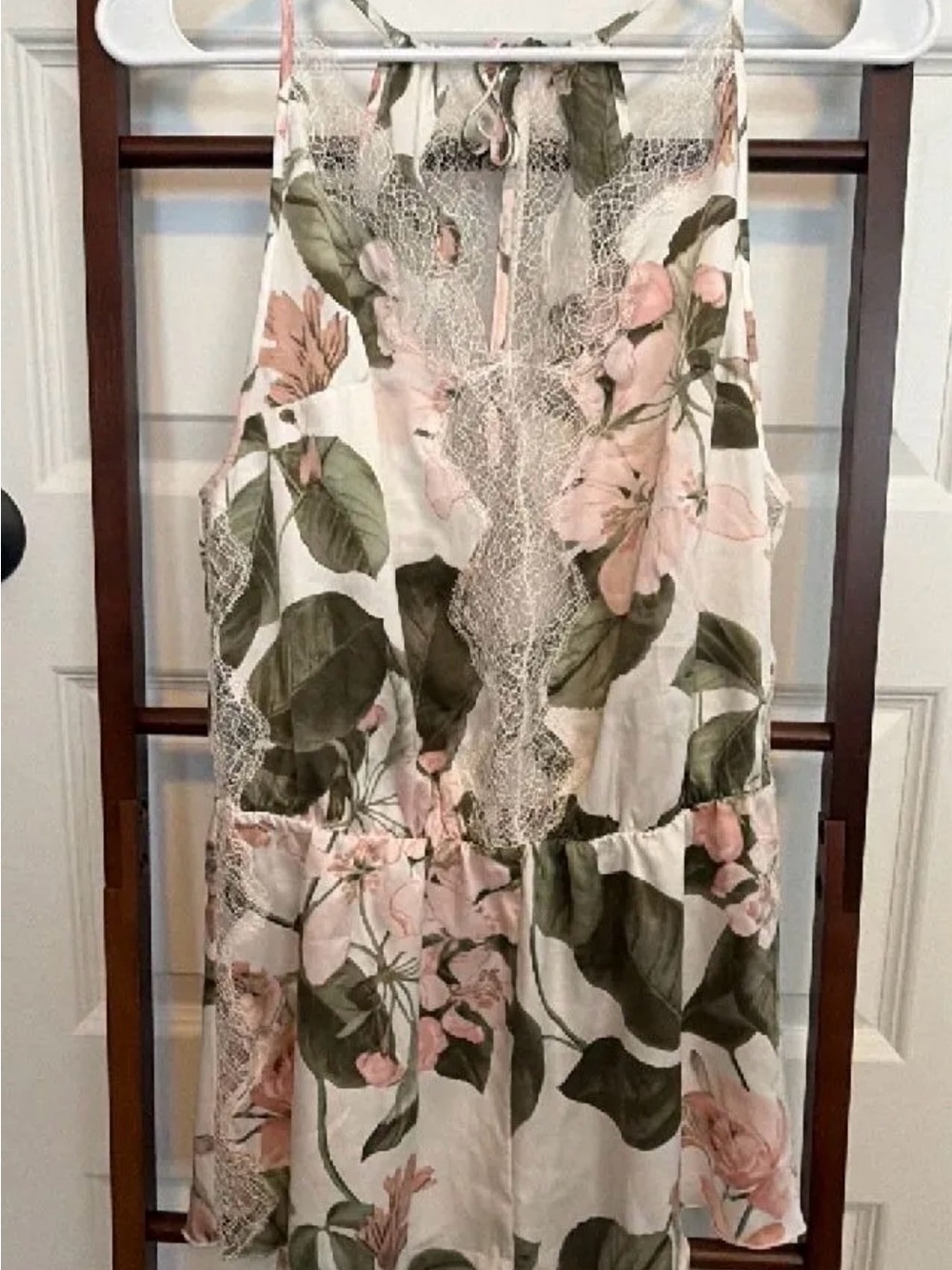 Victoria’s Secret Romper - Pink & Olive on Cream